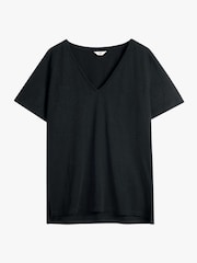 Hush Black Kali 100% Cotton Slub V-Neck T-Shirt - Image 5 of 5