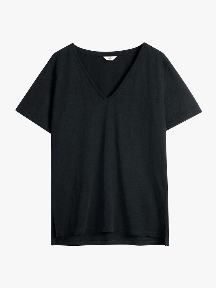 Hush Black Kali 100% Cotton Slub V-Neck T-Shirt - Image 5 of 5