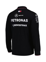 Fanatics F1 Mercedes AMG Petronas 2024 Team Knitted Long Sleeve Black Polo Shirt - Image 2 of 3