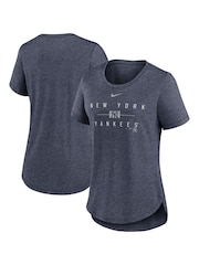 Fanatics Blue MLB New York Yankees Knockout Team Stack Triblend Womens T-Shirt - Image 1 of 3