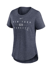 Fanatics Blue MLB New York Yankees Knockout Team Stack Triblend Womens T-Shirt - Image 2 of 3