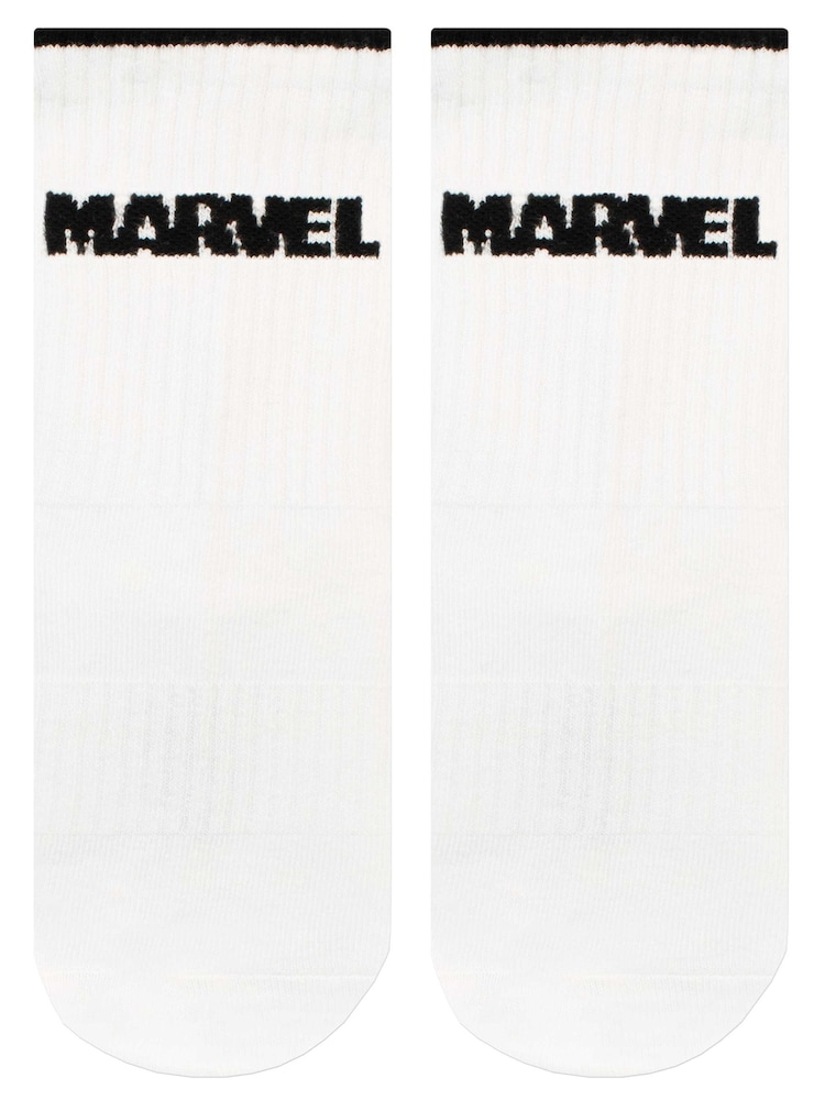 Character White Marvel Logo Socks 3 Pack - Image 2 of 4