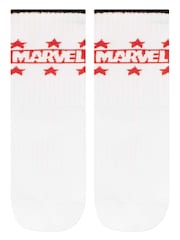 Character White Marvel Logo Socks 3 Pack - Image 4 of 4