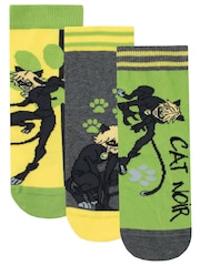 Character Green Miraculous 100% Cotton Socks 3 Pack - Image 1 of 4