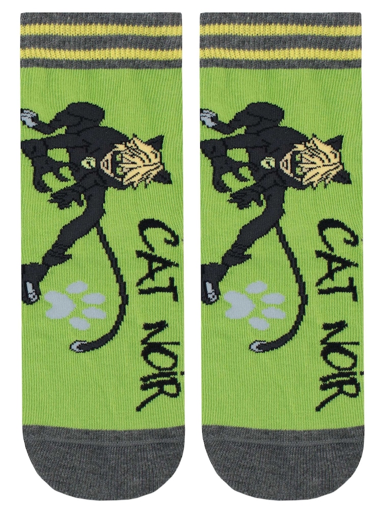 Character Green Miraculous 100% Cotton Socks 3 Pack - Image 2 of 4