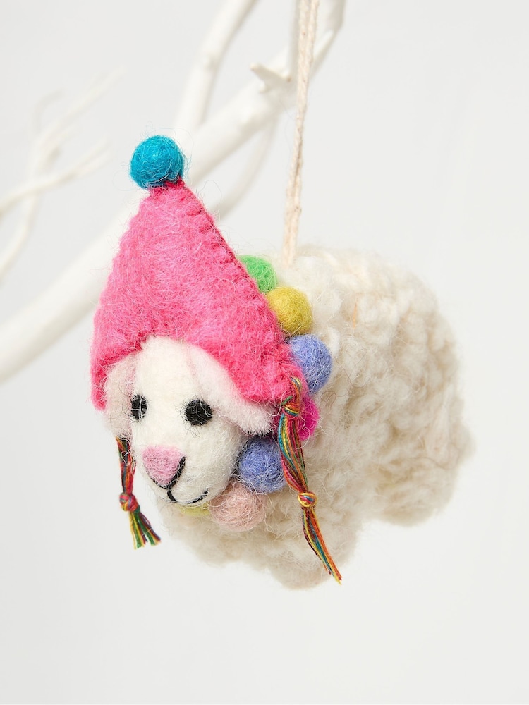 FatFace White Shelly Sheep Felt Decoration - Image 1 of 2