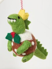 FatFace Green Dinosaur Pudding Felt Decoration - Image 1 of 2