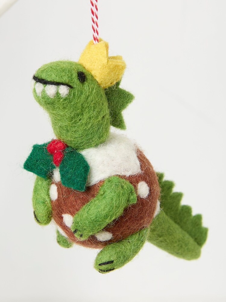 FatFace Green Dinosaur Pudding Felt Decoration - Image 1 of 2