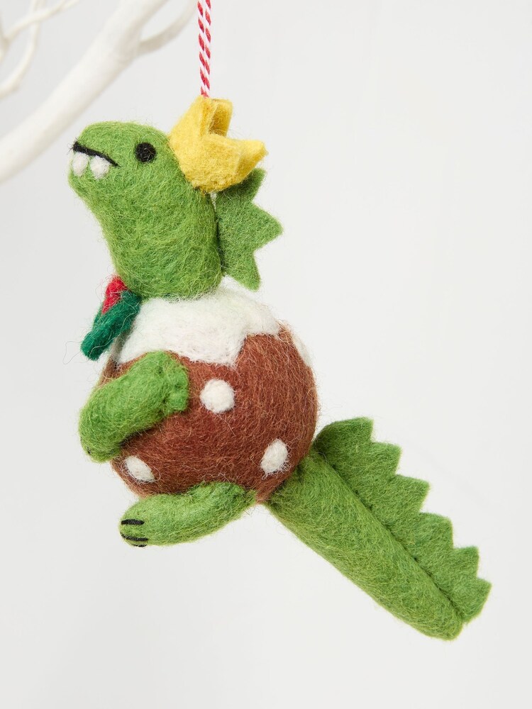 FatFace Green Dinosaur Pudding Felt Decoration - Image 2 of 2