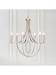 Gallery Home Silver Fairfield 6 Light Pendant Ceiling Light - Image 2 of 10