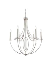 Gallery Home Silver Fairfield 6 Light Pendant Ceiling Light - Image 8 of 10