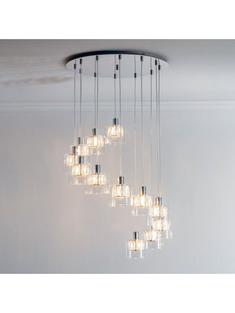 Gallery Home Chrome Wilcox 12 Light Drop Pendant Ceiling Light - Image 2 of 8