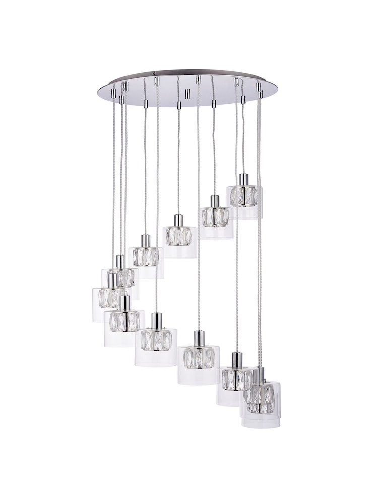 Gallery Home Chrome Wilcox 12 Light Drop Pendant Ceiling Light - Image 8 of 8