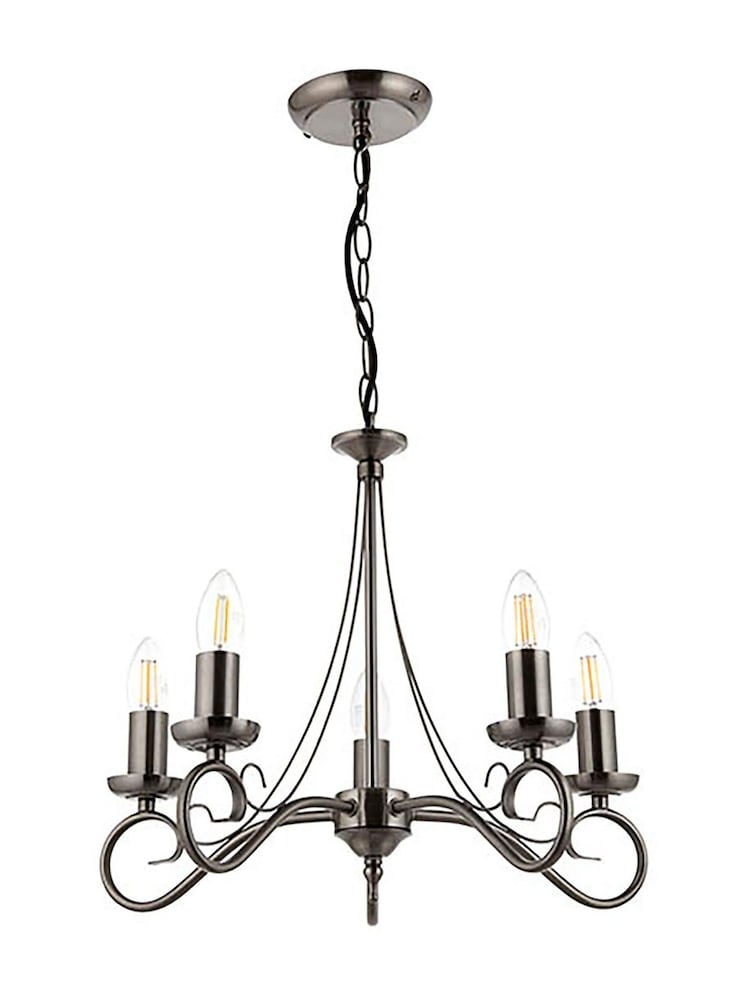 Gallery Home Antique Silver Scotia 5 Light Pendant Ceiling Light - Image 4 of 4