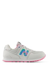 New Balance Grey/Pink/White Girls 574 Trainers - Image 1 of 6