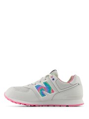 New Balance Grey/Pink/White Girls 574 Trainers - Image 2 of 6