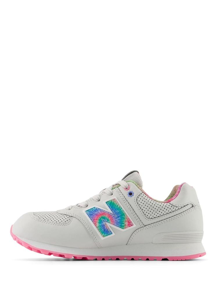 New Balance Grey/Pink/White Girls 574 Trainers - Image 2 of 6