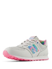 New Balance Grey/Pink/White Girls 574 Trainers - Image 4 of 6
