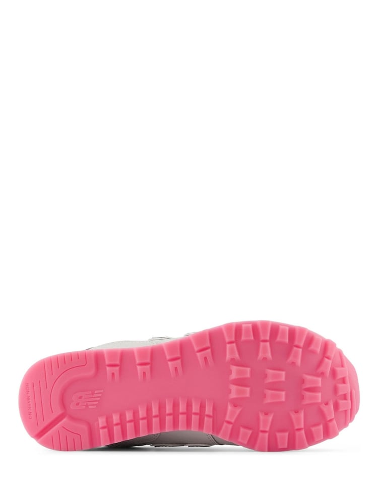 New Balance Grey/Pink/White Girls 574 Trainers - Image 6 of 6