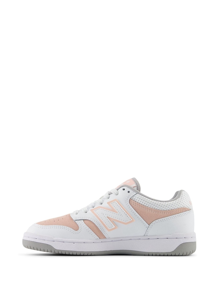 New Balance White/Pink Girls 480 Trainers - Image 2 of 6