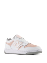 New Balance White/Pink Girls 480 Trainers - Image 3 of 6