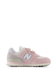 Roze/grijs - New Balance 574 haakjes en lusjes voor meisjes - Image 1 of 7