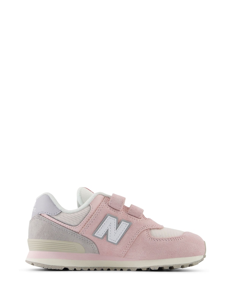 Roze/grijs - New Balance 574 haakjes en lusjes voor meisjes - Image 1 of 7