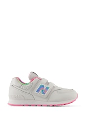 New Balance Grey/Pink/White Girls Hook and Loop 574 Trainers - Image 1 of 8