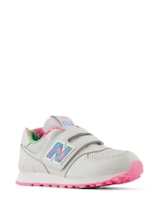 New Balance Grey/Pink/White Girls Hook and Loop 574 Trainers - Image 5 of 8