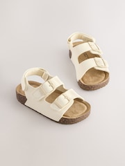 White Standard Fit (F) Double Buckle Cushioned Footbed Sandals - Image 1 of 5