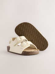 White Standard Fit (F) Double Buckle Cushioned Footbed Sandals - Image 3 of 5