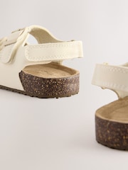 White Standard Fit (F) Double Buckle Cushioned Footbed Sandals - Image 4 of 5