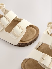 White Standard Fit (F) Double Buckle Cushioned Footbed Sandals - Image 5 of 5