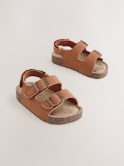 Lichtbruin - Sandalen met verzacht voetbed en twee gespbandjes - Image 1 of 5
