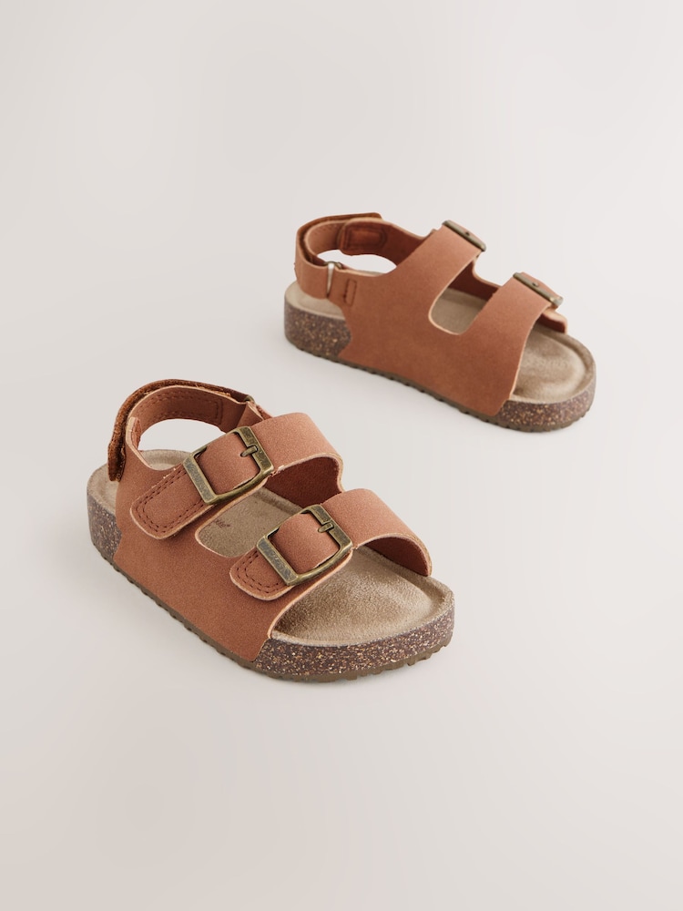 Lichtbruin - Sandalen met verzacht voetbed en twee gespbandjes - Image 1 of 5