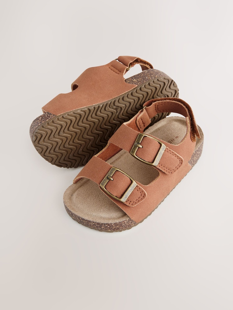 Lichtbruin - Sandalen met verzacht voetbed en twee gespbandjes - Image 3 of 5