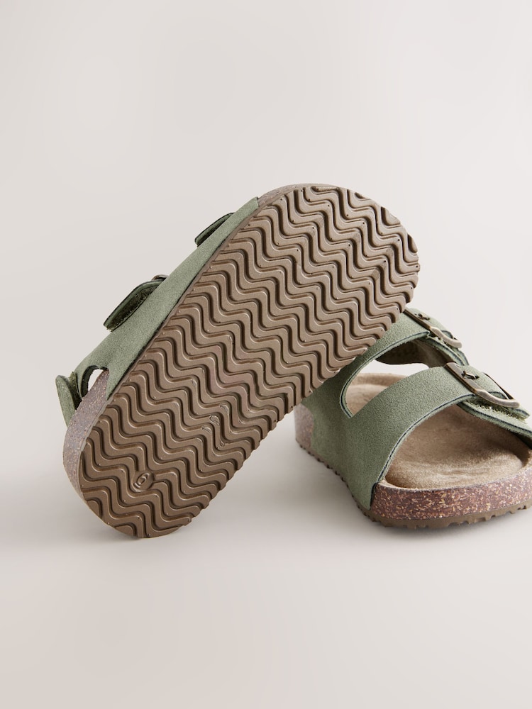 Green Standard Fit (F) Double Buckle Cushioned Footbed Sandals - Image 5 of 5