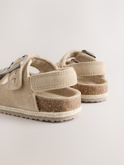 Stone Woven Suede Leather Double Buckle Cushioned Footbed Sandals - Image 4 of 6