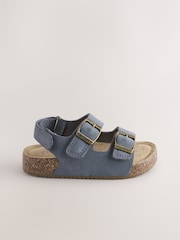 Navy Standard Fit (F) Double Buckle Cushioned Footbed Sandals - Image 2 of 4