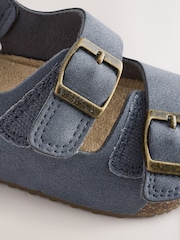 Navy Standard Fit (F) Double Buckle Cushioned Footbed Sandals - Image 3 of 4