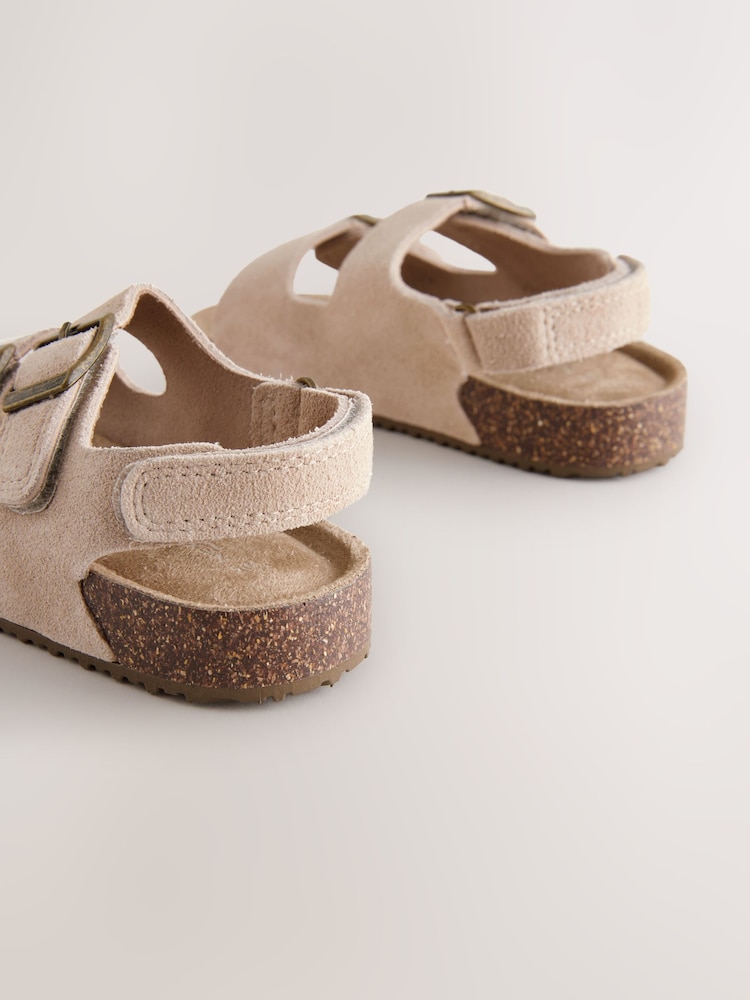 neutre - Sandales en cuir daim à double boucle et semelle intérieure rembourrée - Image 4 of 5