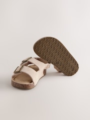 Neutral Standard Fit (F) Suede Leather Double Buckle Cushioned Footbed Sandals - Image 5 of 5