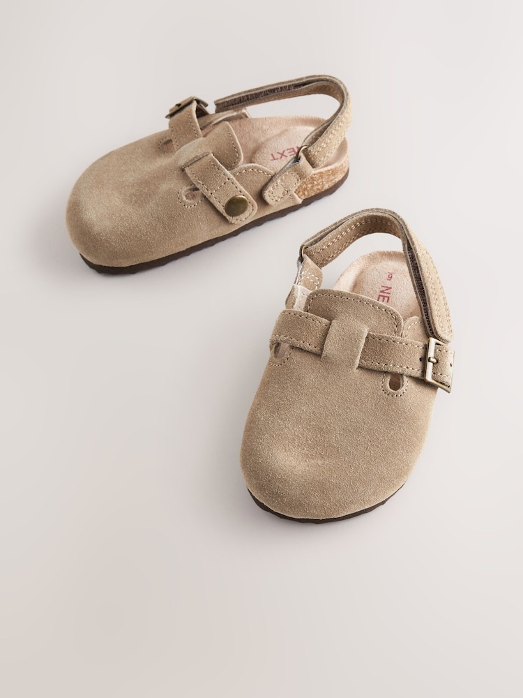 Neutral Leather Cushioned Footbed Clogs - Image 1 of 5