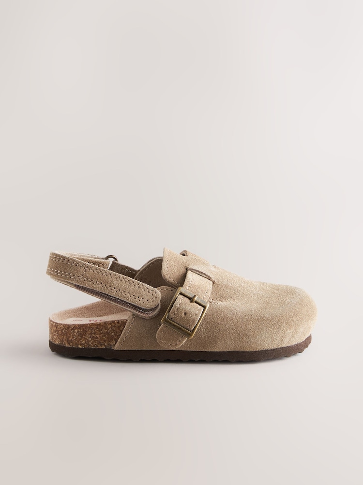 Neutral Leather Cushioned Footbed Clogs - Image 2 of 5