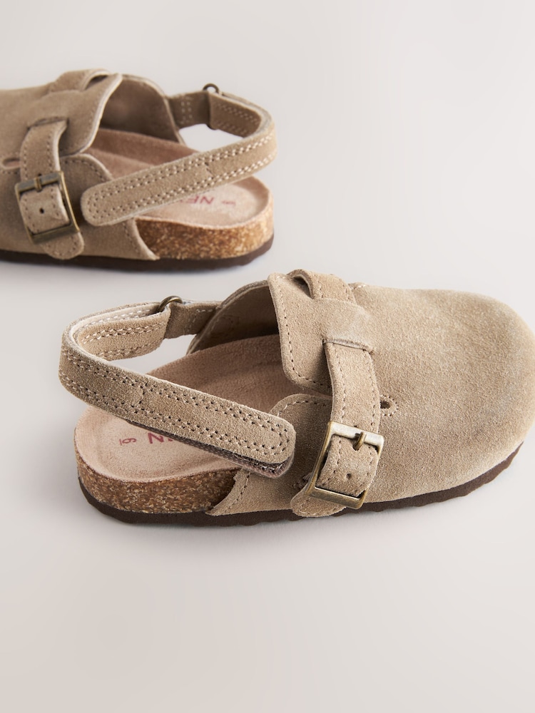 Neutral Leather Cushioned Footbed Clogs - Image 3 of 5