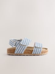 Blue/White Stripe Standard Fit (F) Corkbed Two Strap Sandals - Image 2 of 6