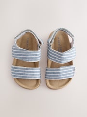 Blue/White Stripe Standard Fit (F) Corkbed Two Strap Sandals - Image 3 of 6