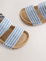 Blue/White Stripe Standard Fit (F) Corkbed Two Strap Sandals - Image 5 of 6