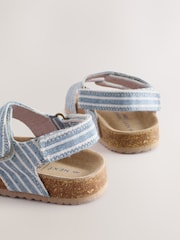 Blue/White Stripe Standard Fit (F) Corkbed Two Strap Sandals - Image 6 of 6