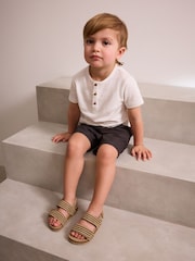 Neutral/Black Stripe Standard Fit (F) Corkbed Two Strap Sandals - Image 2 of 7